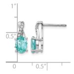 Pure Serenity 14k White Gold 1/20 carat Lab Grown Diamond VS/SI+ G+ and Lab Created Paraiba Post Earrings - Image 3
