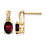 14k 7x5 Oval January/Garnet and Diamond Post Earrings