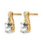 14k 7x5 Oval April/White Topaz and Diamond Post Earrings - Image 2
