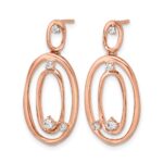 14k Rose Gold 1/5 carat Diamond Oval Dangle Post Earrings - Image 2