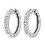 14k White Gold Diamond Hinged Hoop Earrings - Image 2