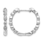 14k White Gold Diamond Hinged Hoop Earrings