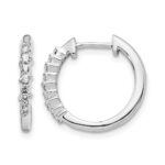 14k White Gold Diamond Hinged Hoop Earrings