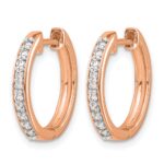 14k Rose Gold Diamond Hinged Hoop Earrings - Image 2