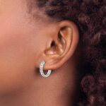 14k White Gold Diamond Hinged Hoop Earrings - Image 3