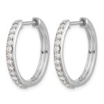 14k White Gold Diamond Hinged Hoop Earrings - Image 2