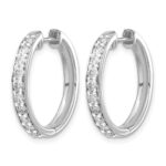14k White Gold Diamond Hinged Hoop Earrings - Image 2
