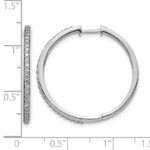 14k White Gold Diamond Hinged Hoop Earrings - Image 4