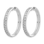 14k White Gold Diamond Hinged Hoop Earrings - Image 2