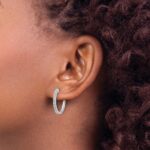 14k White Gold Diamond Milgrain Hinged Hoop Earrings - Image 3