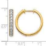 14k Yellow Gold Diamond Milgrain Hinged Hoop Earrings - Image 4