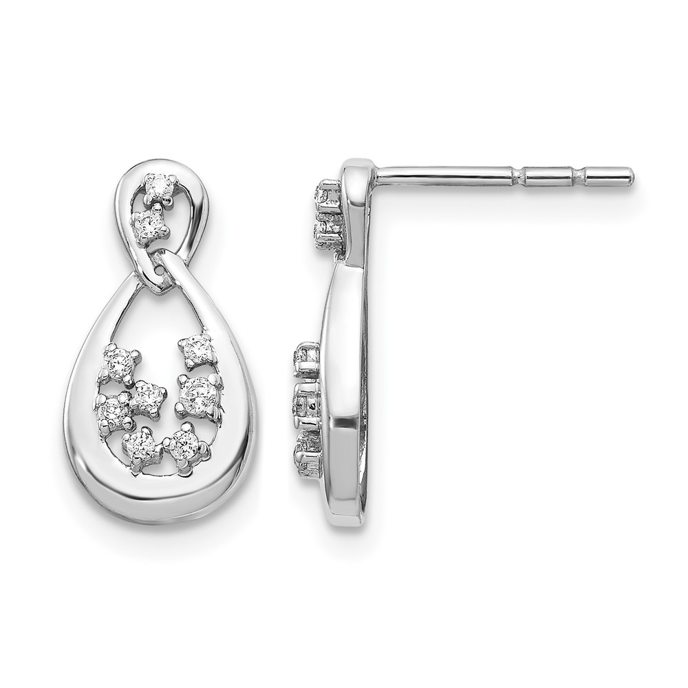 EM4384-012-WA.jpg 14k White Gold 1/8 carat Diamond Teardrop Post Earrings - Image 1