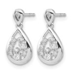 14k White Gold 1/6 carat Diamond Teardrop Dangle Post Earrings - Image 2