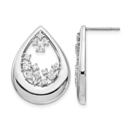 14k White Gold 3/4 carat Diamond Teardrop Post Earrings