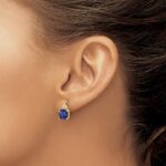 14k 7mm Cushion Checkerboard September/Lab Created Sapphire and Diamond Post Earrings - Image 3