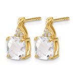 14k 7mm Cushion Checkerboard April/White Topaz and Diamond Post Earrings - Image 2
