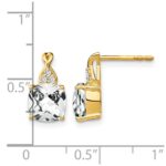 14k 7mm Cushion Checkerboard April/White Topaz and Diamond Post Earrings - Image 4