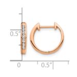 10k Rose Gold Polished Diamond Hinged Hoop Earrings - Image 2