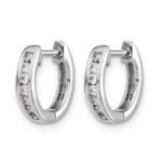 10k White Gold Diamond Hinged Hoop Earrings - Image 2