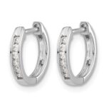 14k White Gold Polished Diamond Hinged Hoop Earrings - Image 2