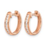 10k Rose Gold Diamond Hinged Hoop Earrings - Image 2