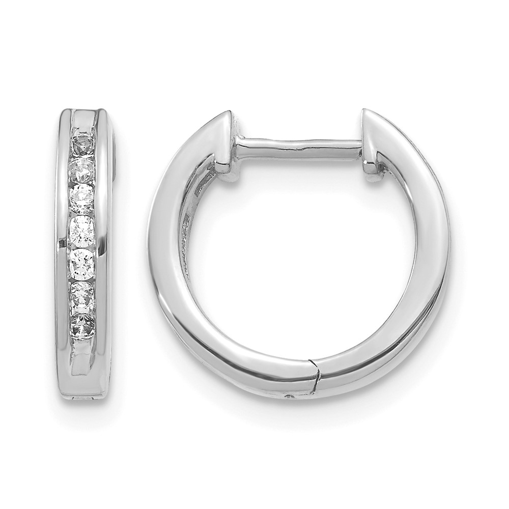 EM5352-025-WA-1.jpg 14k White Gold 1/4 carat Lab Grown Diamond VS/SI+ G+ Complete Hinged Hoop Earrings - Image 1