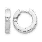 14k White Gold AA Diamond Hinged Hoop Earrings