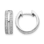 14k White Gold 2-row Diamond Hinged Hoop Earrings