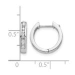 10k White Gold Round/Baguette Diamond Hinged Hoop Earrings - Image 2