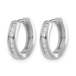 10k White Gold Diamond Hinged Hoop Earrings - Image 2