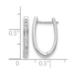 14k White Gold Diamond Oval Hinged Hoop Earrings - Image 4