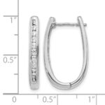 10k White Gold Diamond Oval Hinged Hoop Earrings - Image 4
