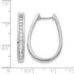 14k White Gold Diamond Oval Hinged Hoop Earrings - Image 4