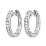 14k White Gold Diamond Hinged Hoop Earrings - Image 2