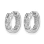 14k White Gold Diamond Hinged Round Hoop Earrings - Image 2