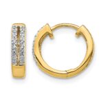 14k Diamond Hinged Round Hoop Earrings