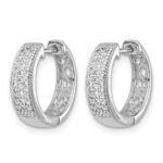14k White Gold Diamond Hinged Hoop Earrings - Image 2