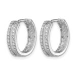 14k White Gold Diamond Hinged Round Hoop Earrings - Image 2