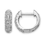 14k White Gold Diamond Hinged Hoop Earrings