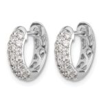 10k White Gold Diamond Hinged Hoop Earrings - Image 2