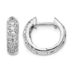 14k White Gold Diamond Hinged Hoop Earrings