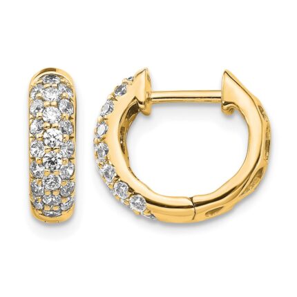14k Yellow Gold Diamond Hinged Hoop Earrings