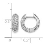 10k White Gold Diamond Hinged Hoop Earrings - Image 4