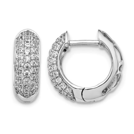 14k White Gold 3/4 carat Lab Grown Diamond VS/SI+ G+ Complete Hinged Hoop Earrings
