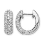 14k White Gold Diamond Hinged Hoop Earrings