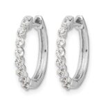 10k White Gold Diamond Hinged Hoop Earrings - Image 2