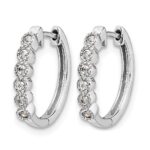 14k White Gold 1/8 carat Lab Grown Diamond VS/SI+ G+ Complete Hinged Hoop Earrings - Image 2