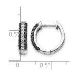 14k White Gold White and Black Diamond Hinged Hoop Earrings - Image 4