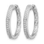 14k White Gold Diamond 2mm Hinged Hoop Earrings - Image 2