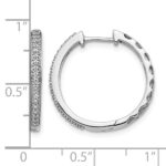 14k White Gold Diamond 2mm Hinged Hoop Earrings - Image 4